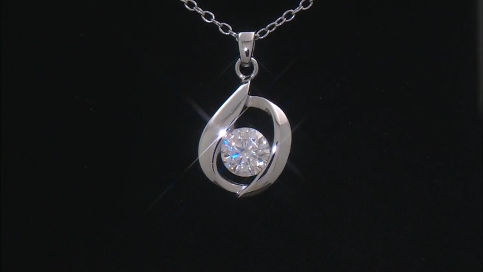 Moissanite Platineve Solitaire Pendant .60ct DEW. Video Thumbnail