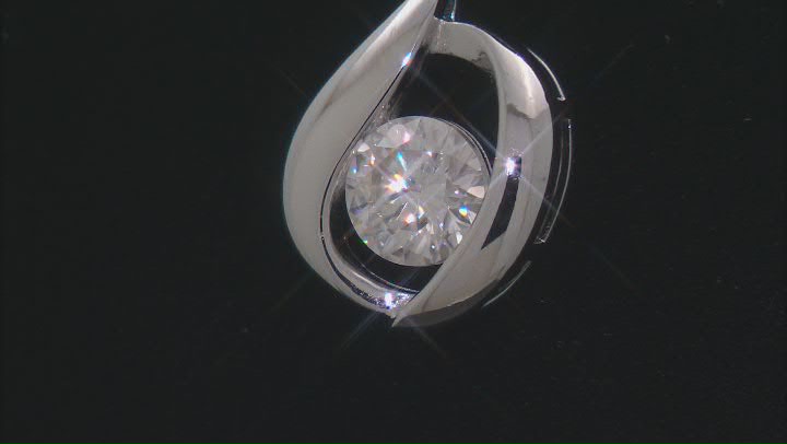 Moissanite Platineve Solitaire Pendant .60ct DEW. Video Thumbnail