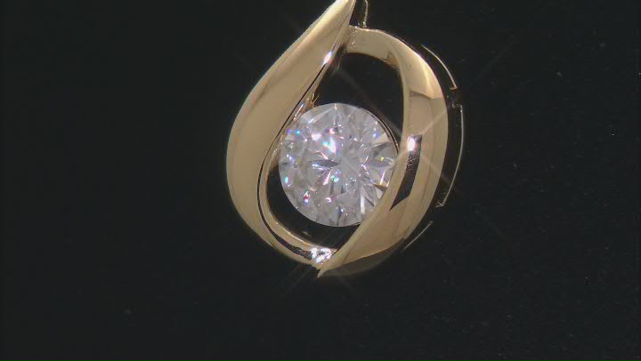 Moissanite 14k Yellow Gold Over Silver Solitaire Pendant .60ct DEW. Video Thumbnail