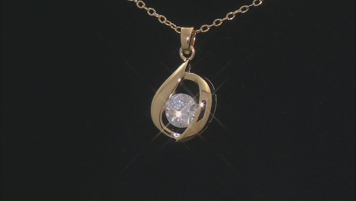 Moissanite 14k Yellow Gold Over Silver Solitaire Pendant .60ct DEW. Video Thumbnail