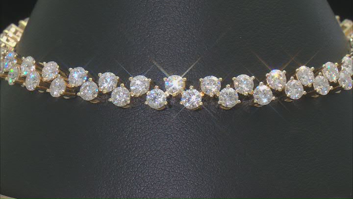 Moissanite 14k Yellow Over Silver Tennis Bracelet 9.60ctw DEW Video Thumbnail