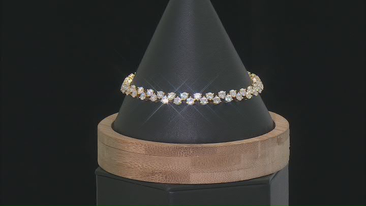 Moissanite 14k Yellow Over Silver Tennis Bracelet 9.60ctw DEW Video Thumbnail