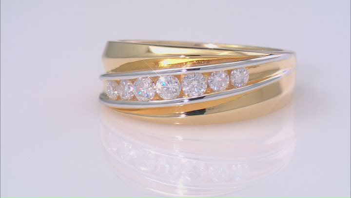 Moissanite Platineve And 14K Yellow Gold Over Silver Mens Band Ring .54ctw DEW. Video Thumbnail