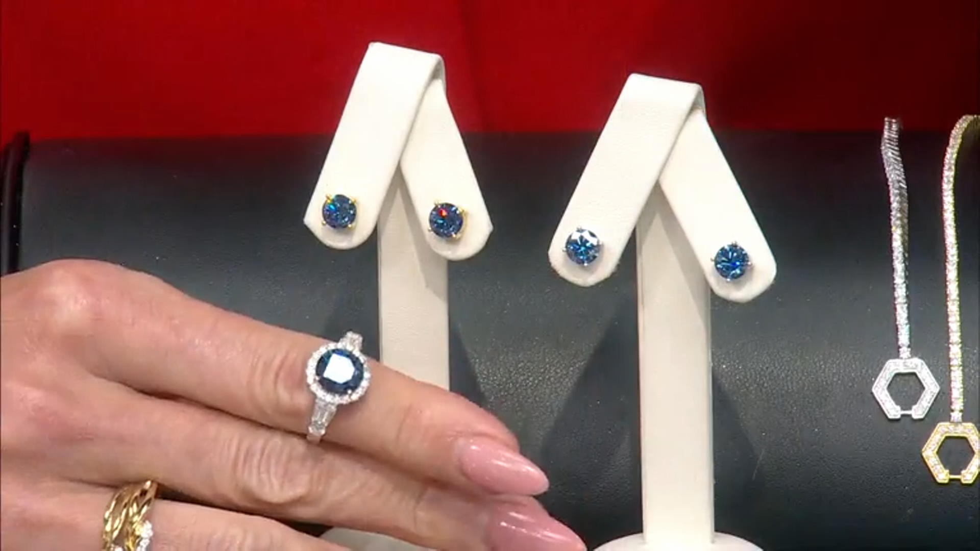 Navy Blue Moissanite Platineve Stud Earrings 2.00ctw DEW. Video Thumbnail