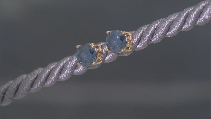 Navy Blue Moissanite 14k Yellow Gold Over Silver Stud Earrings 2.00ctw DEW. Video Thumbnail