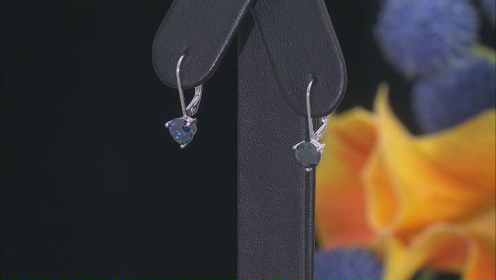 Navy Blue Moissanite Platineve Solitaire Earrings 1.60ctw DEW. Video Thumbnail