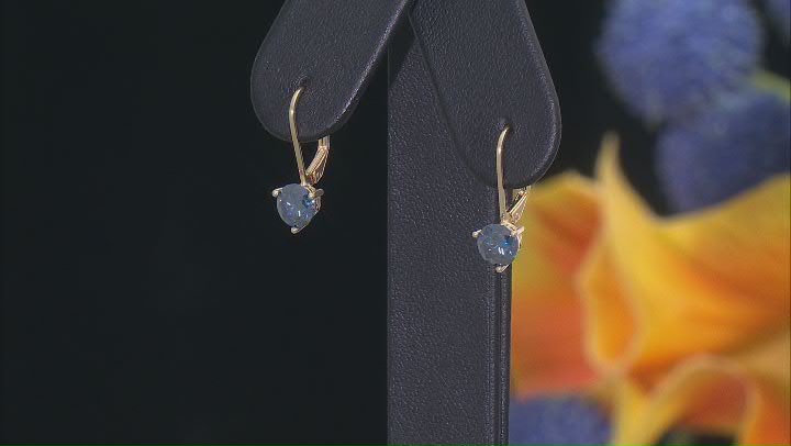 Navy Blue Moissanite 14k Yellow Gold Over Silver Solitaire Earrings 1.60ctw DEW. Video Thumbnail