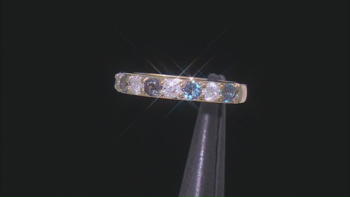 Moissanite And Lab Created Alexandrite 14k Yellow Gold Over Silver Band Ring .40ctw DEW Video Thumbnail