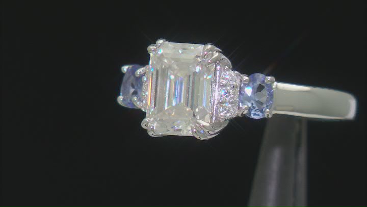 Moissanite And Tanzanite Platineve Ring 1.81ctw DEW Video Thumbnail