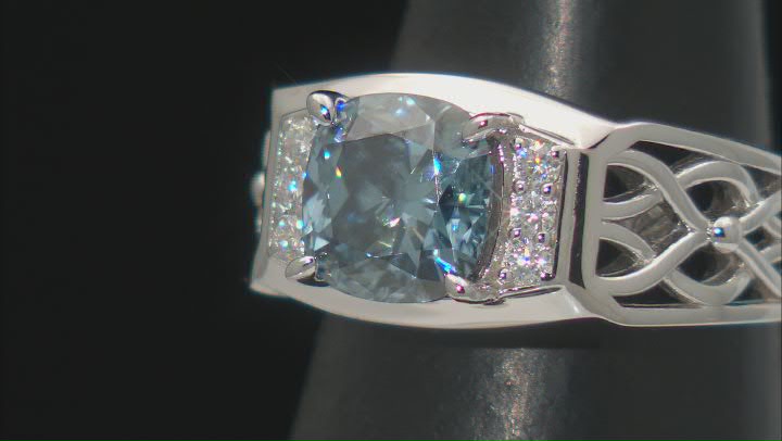 Blue And Colorless Moissanite Platineve Ring 2.58ctw DEW. Video Thumbnail