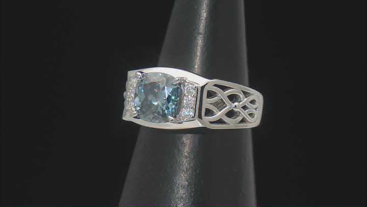 Blue And Colorless Moissanite Platineve Ring 2.58ctw DEW. Video Thumbnail
