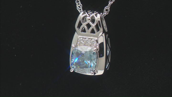 Blue And Colorless Moissanite Platineve Pendant 2.49ctw DEW. Video Thumbnail