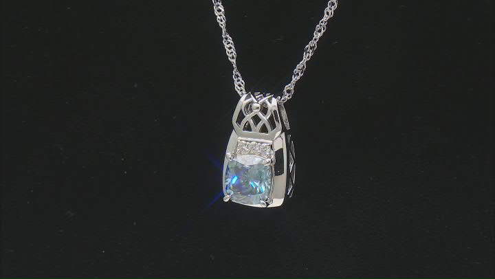 Blue And Colorless Moissanite Platineve Pendant 2.49ctw DEW. Video Thumbnail