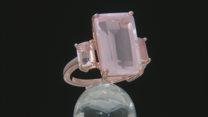 Pink rose quartz 18k rose gold over silver ring Video Thumbnail
