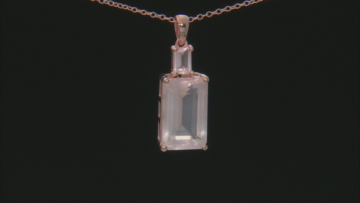 Pink Rose Quartz 18k Rose Gold Over Silver Pendant with Chain Video Thumbnail