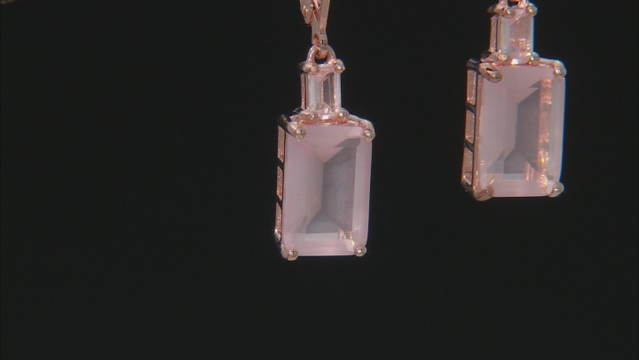 Pink rose quartz 18k rose gold over silver earrings