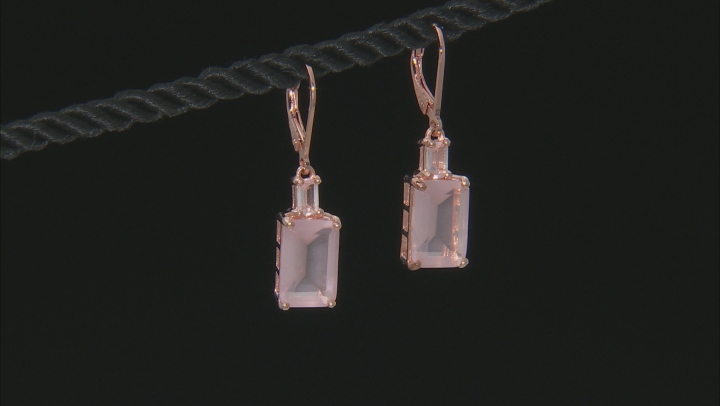 Pink rose quartz 18k rose gold over silver earrings Video Thumbnail