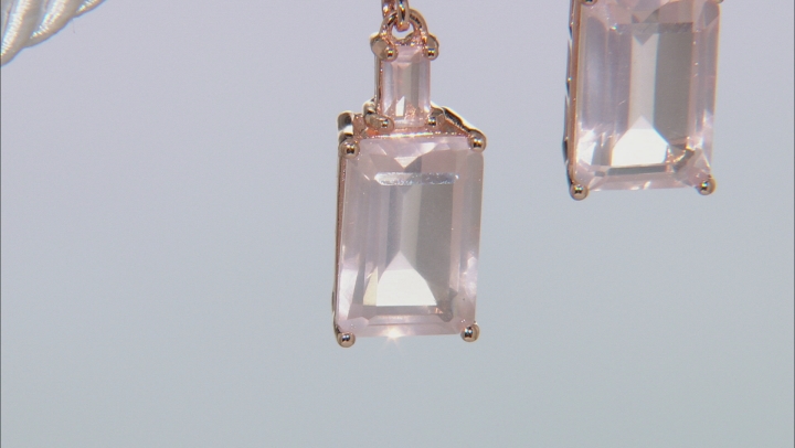 Pink rose quartz 18k rose gold over silver earrings Video Thumbnail