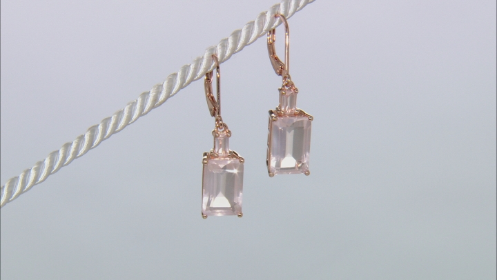 Pink rose quartz 18k rose gold over silver earrings Video Thumbnail