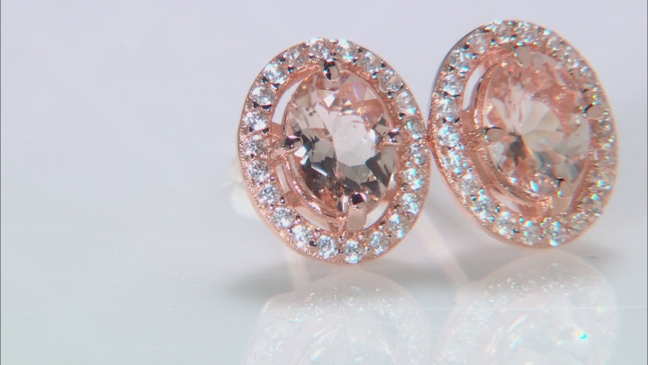 Peach morganite 18k rose gold over sterling silver earrings 1.51ctw Video Thumbnail