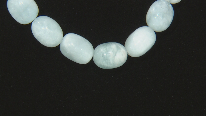 Blue aquamarine bead rhodium over silver necklace Video Thumbnail