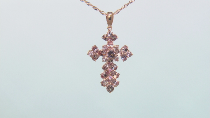 Pink color shift garnet 18k rose gold over silver pendant with chain 4.98ctw Video Thumbnail