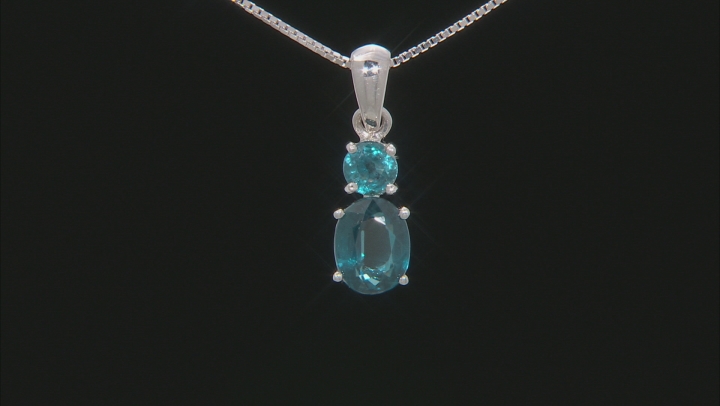Teal chromium kyanite rhodium over silver pendant with chain 2.50ctw Video Thumbnail