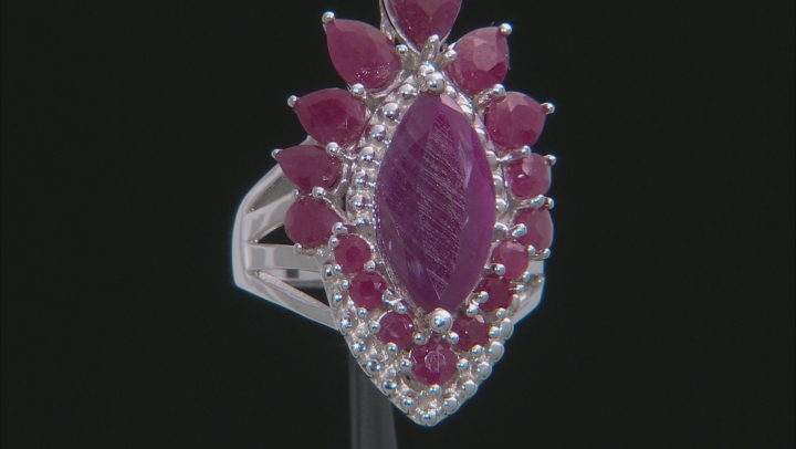 Red Ruby Rhodium Over Silver Ring 8.68ctw