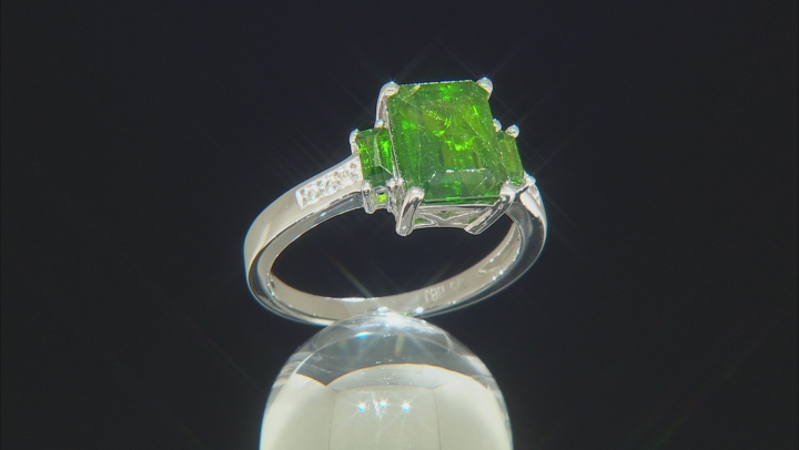 Green chrome diopside rhodium over silver ring 2.21ctw Video Thumbnail