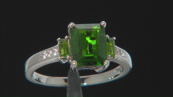 Green chrome diopside rhodium over silver ring 2.21ctw Video Thumbnail