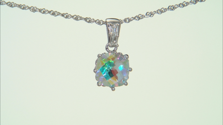 Multicolor Mercury Mist(R) topaz rhodium over silver pendant with chain 5.08ctw Video Thumbnail