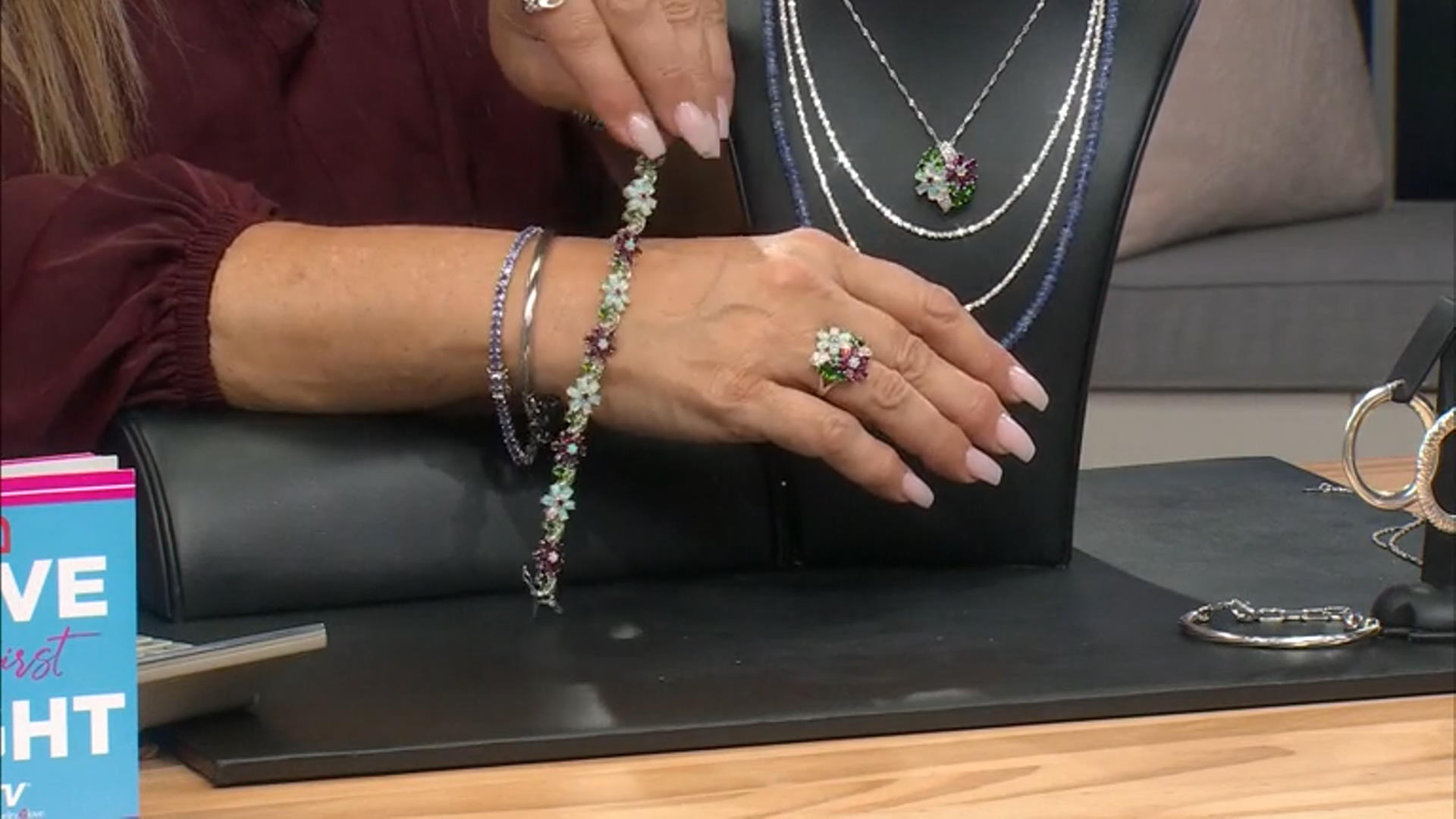 Multi-color Ethiopian Opal Rhodium Over Sterling Silver Floral Bracelet 14.19ctw Video Thumbnail