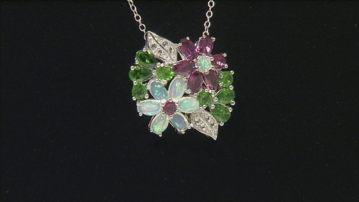 Ethiopian Opal Rhodium Over Sterling Silver Pendant And Chain 4.81ctw Video Thumbnail