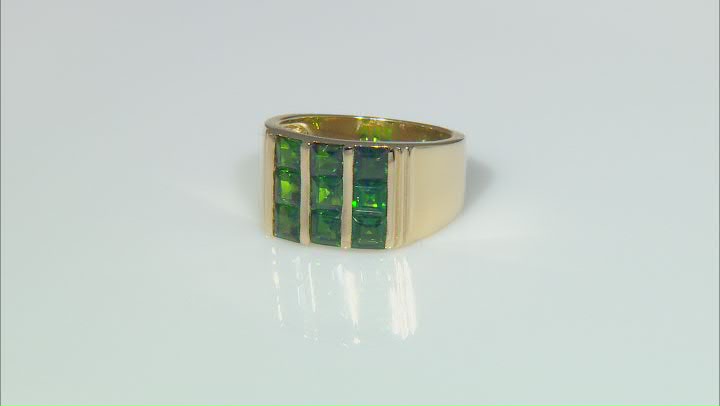Green Chrome Diopside 18k Yellow Gold Over Sterling Silver Men's Ring 2.89ctw Video Thumbnail