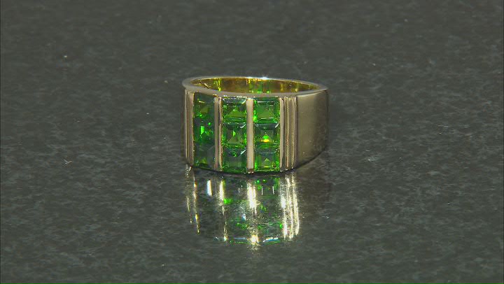 Green Chrome Diopside 18k Yellow Gold Over Sterling Silver Men's Ring 2.89ctw Video Thumbnail