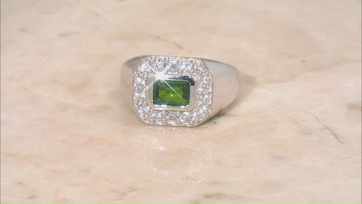 Chrome Diopside Rhodium Over Sterling Silver Men's Ring 1.60ctw Video Thumbnail