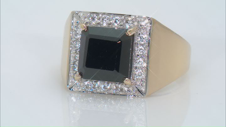Black Spinel 18k Yellow Gold Over Sterling Silver Men's Ring 3.75ctw Video Thumbnail