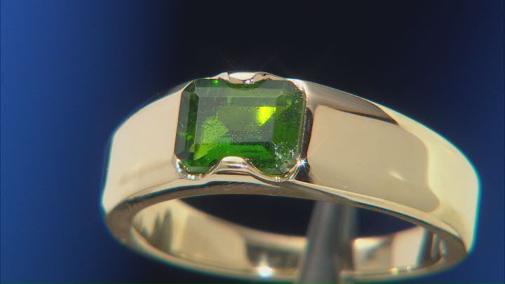 Green Chrome Diopside 18k Yellow Gold Over Sterling Silver Men's Ring 1.50ct Video Thumbnail