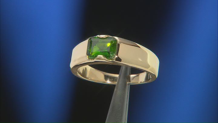 Green Chrome Diopside 18k Yellow Gold Over Sterling Silver Men's Ring 1.50ct Video Thumbnail