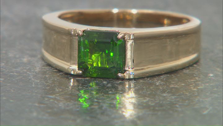 Green Chrome Diopside 18K Yellow Gold Over Sterling Silver Men's Ring 1.45ct Video Thumbnail