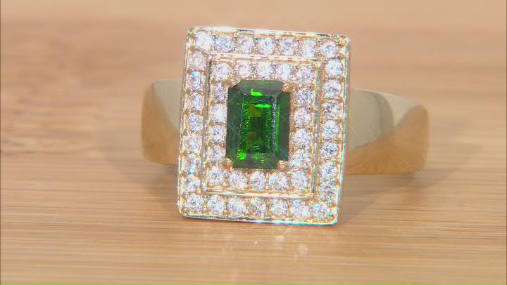 Green Chrome Diopside 18k Yellow Gold Over Silver Men's Ring 1.65ctw Video Thumbnail
