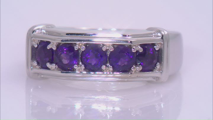 Purple Amethyst Rhodium Over Sterling Silver Men's Ring 0.98ctw Video Thumbnail
