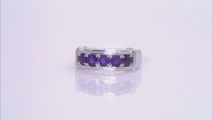 Purple Amethyst Rhodium Over Sterling Silver Men's Ring 0.98ctw Video Thumbnail