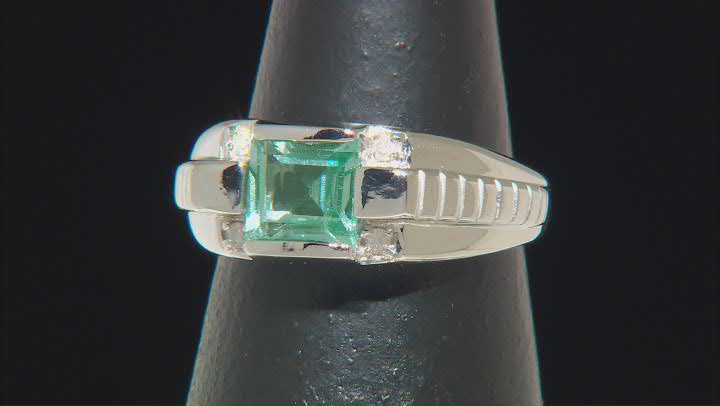 Green Lab Created Spinel Rhodium Over Sterling Silver Men's Ring 1.85ctw Video Thumbnail