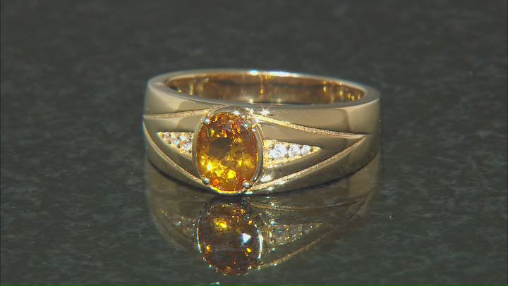 Orange Madeira Citrine 18k Yellow Gold Over Sterling Silver Men's Ring 1.13ctw Video Thumbnail