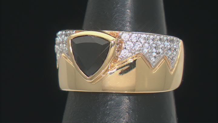 Black Spinel 18k Yellow Gold Over Sterling Silver Men's Ring 2.56ctw Video Thumbnail