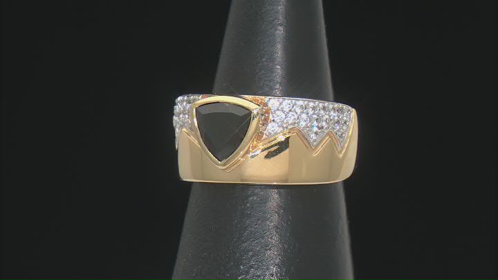 Black Spinel 18k Yellow Gold Over Sterling Silver Men's Ring 2.56ctw Video Thumbnail