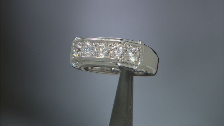 White Zircon Rhodium Over Sterling Silver Mens Ring 1.60ctw. Video Thumbnail