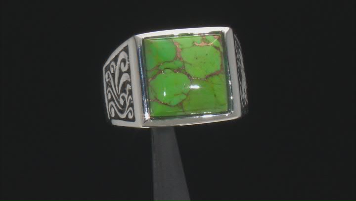 Green Turquoise Sterling Silver Men's Ring Video Thumbnail