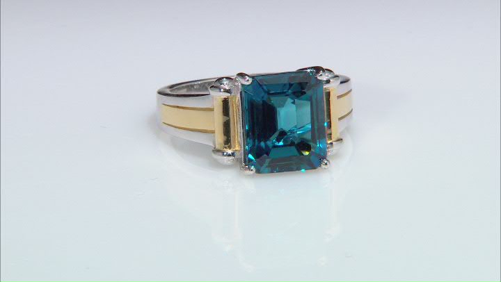 London Blue Topaz Rhodium Over Sterling Silver Two-Tone Men's Ring 6.35ct Video Thumbnail